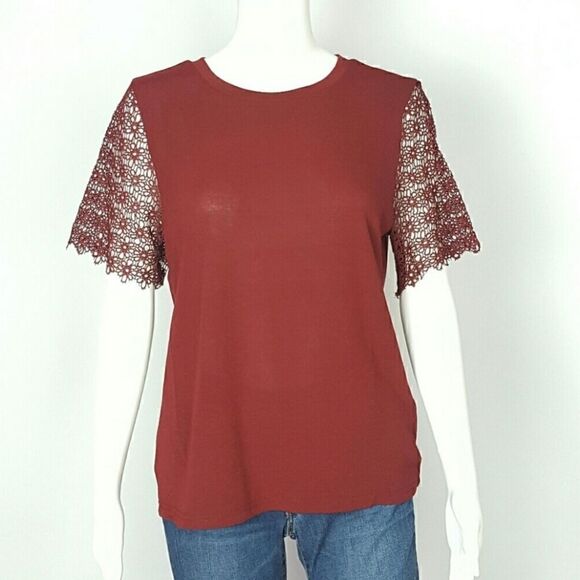 MILEY +MOLLY Women's  Top Short Lace Sleeve NWT - Picture 1 of 5